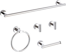 Chrome Bathroom Hardware Set 5 Piece with Towel Racks for Bathroom, SUS304 Stain