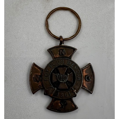 1861 NYNG Foy Pour Devoir Bronze Medal Keychain Fob 10th Regiment NY Guard