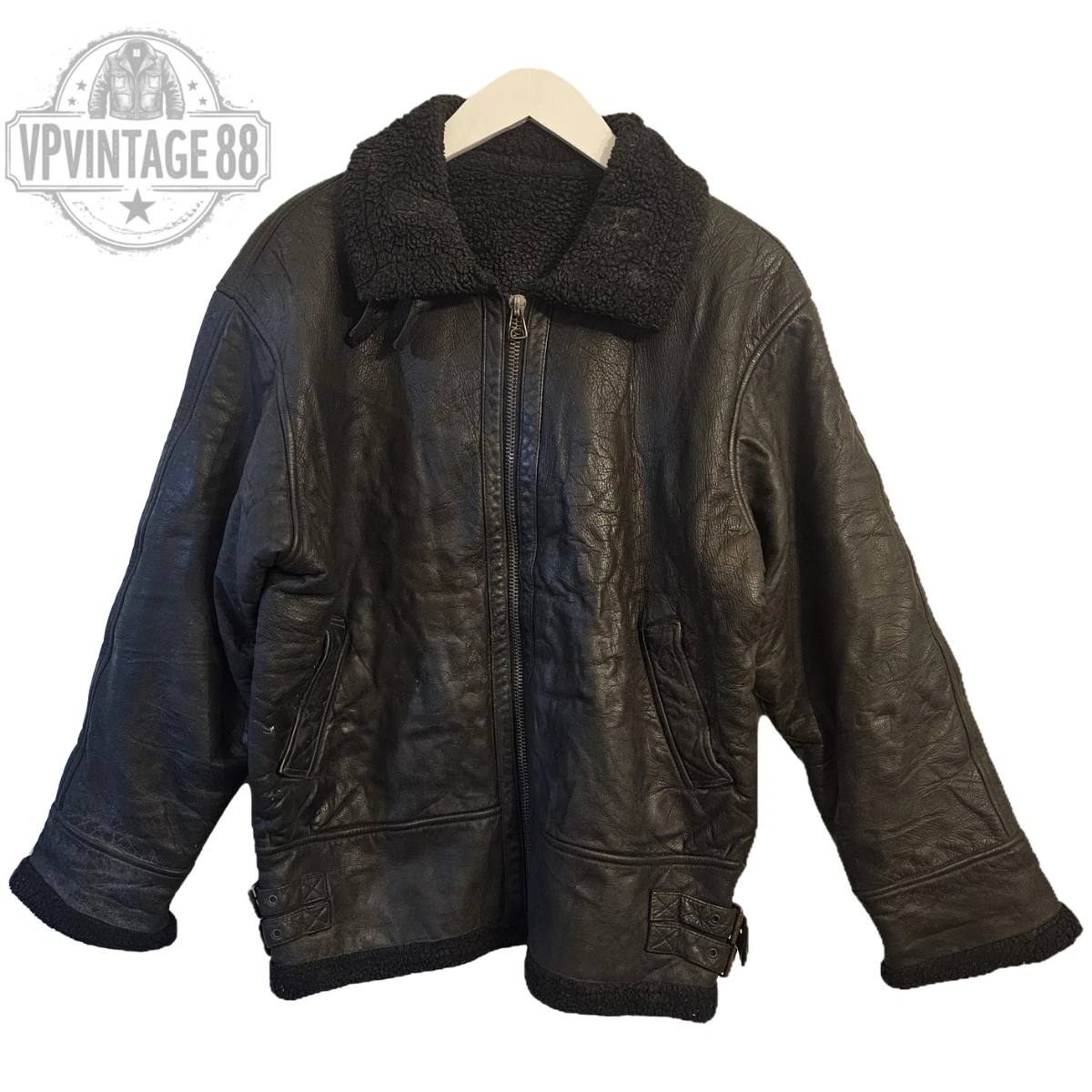 Military Leather Flight Jacket In Vintage Outerwear Coats
