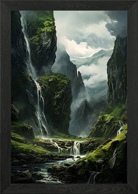 Gerahmtes Wandbild Wasserfall Poster Leinwanddruck Bild