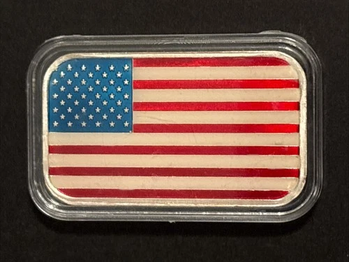 Colorized American Flag 1 oz .999 Fine Silver Bar