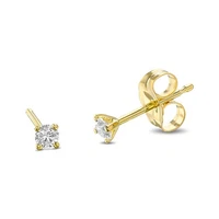 14k Yellow Gold Stud Earrings with 0.06 Ct. Natural Diamond (Round, F+, VVS-VS)