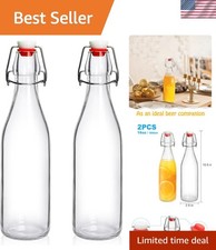 2 Pack Swing Top Glass Bottles 16oz, Flip Top Glass Bottle with Airtight Lid ...