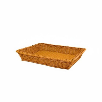 Plastic Wicker Fruit Basket Large Capacity Woven Bread Serving Tray for Bakery