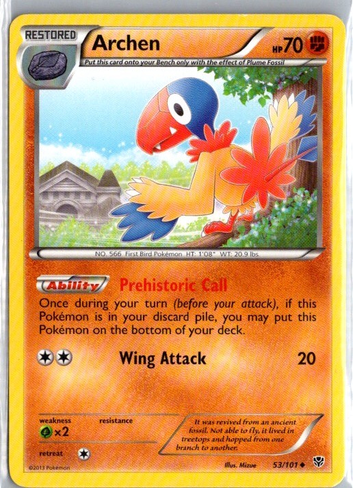 Archen 53/101 Uncommon Plasma Blast Pokemon Lightly Played
