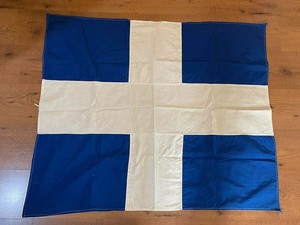 Beautiful Very Old & Vintage Greek Greece Cross Flag 95 cm x 110 cm 1960s