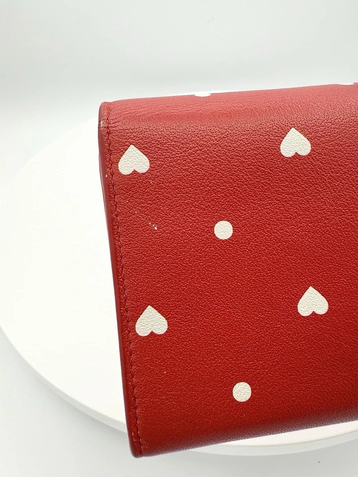 BALENCIAGA Bifold Long Wallet Red and White Hearts & Polka Dots Limited Edition - Image 4 of 4