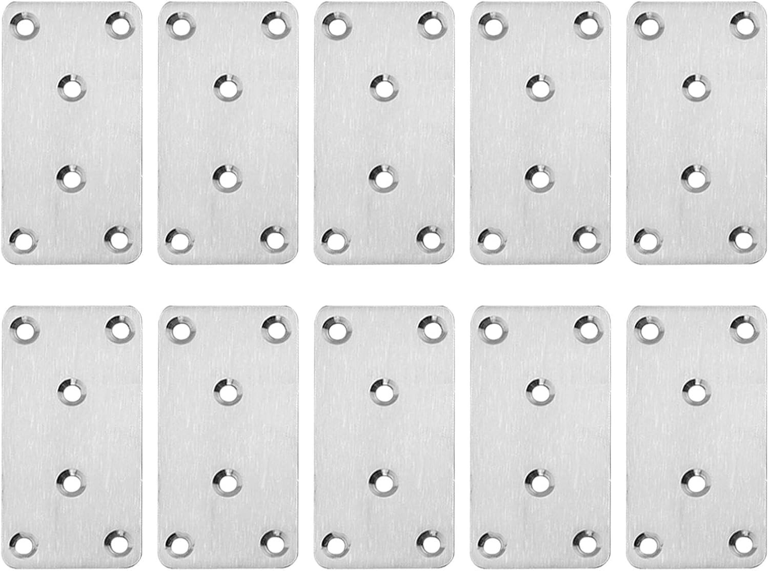 10pcs Metal Flat Brackets for Wood, 80 × 40 × 1.75mm Heavy Duty Stainless Steel