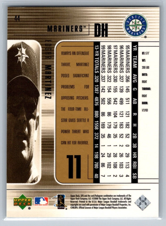 2000 SPx #44 Edgar Martinez - Image 2 of 2