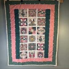 Vintage Handmade Patchwork Tie Quilt 34X43 Baby Crib Toddler Lap Quilt Country