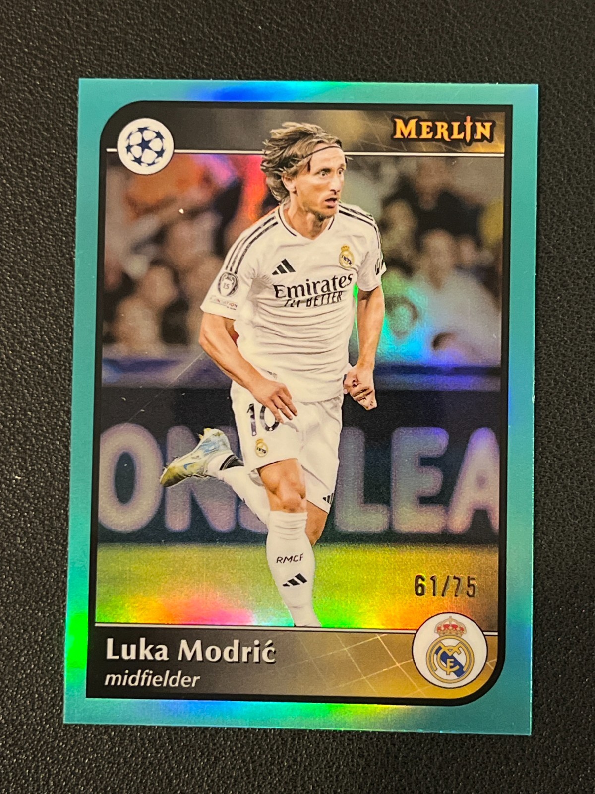Luka Modric 2024-25 Topps Chrome Merlin Aqua Refractor /75 Real Madrid 