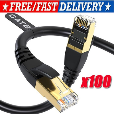 #ad #ad Cat 8 Ethernet RJ45 Cable Super Speed 40Gbps Patch LAN Network Gold Plated Lot $477.53