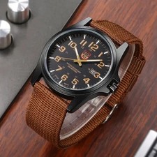 Men’s Military Leather Date Quartz Analog Army Casual Dress Wrist Watches UK