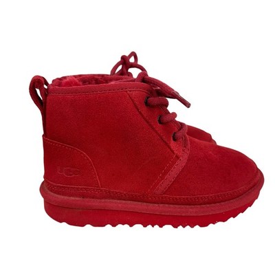 UGG Girls Winter Boots Size 12 Red Lace Up Zip Up Suede Outdoor Holidays