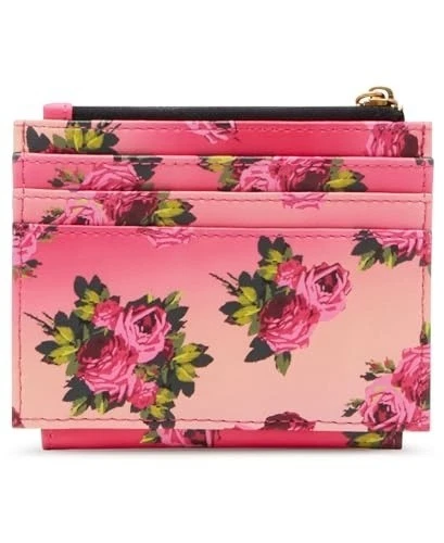Cartera Betsey Johnson Kitsch Leopardo Floral Doble Plegable Cierre Giratorio Oro Rosa Foto 3 de 4