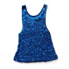 INSANE vintage Blue sequin crochet tank top in excellent condition