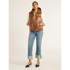 Scoop Women's Faux Leather Hooded Puffer Vest, Midweight XL (16–18) Brown Sorrel