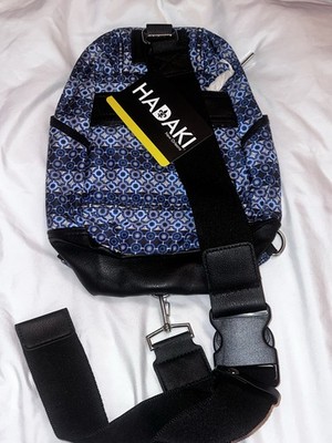 Hadaki New Orleans Sling Backpack Blue Geometric Adjustable Strap Inner Pockets