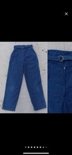 Vintage Blue Corduroy Womens Pants 60s 70 s Worn High waisted Tapered Leg 23 XXS