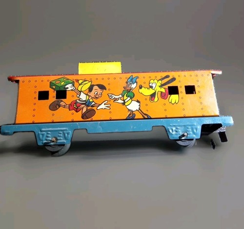 Micky Mouse Marx Meteor Locomotive Train Car Walt Disney 1952 Wind Up Vtg Rare - Picture 1 of 9