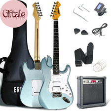 Soild Body Electric Guitar Kit with Amp 20W, Strings, Strap, Digital Tuner, Pick