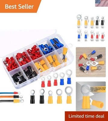 102 Pcs Disconnect Electrical O Ring Crimp Terminals Connectors Assortment Ki...