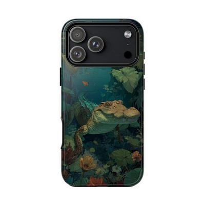 Phone Ink - iPhone/Galaxy/Pixel - Tough Case - Crocodile Green Lush Swamp