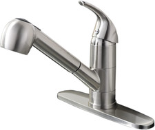 Kitchen Faucet with Pull Out Sprayer, Low Profile Stainless Steel Single Handle