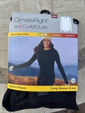 ClimateRight Cuddl Duds Women's Medium Sleeve Crew Stretch Fleece Top Warm