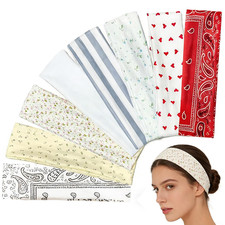 8Pcs Cute Soft Colth Headbands for Women, Non-Slip Trendy Elastic Hair Bands for