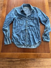 GAP Mens Denim Jean Shirt Pearl Snap Long-Sle...