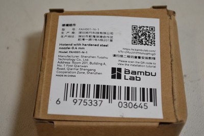 Bambu Lab Hotend with Hardened 0.4mm Stainless Steel Nozzle FAH001-N-1