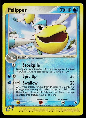 Pokemon Card Ruby & Sapphire Pelipper 19/109 Rare