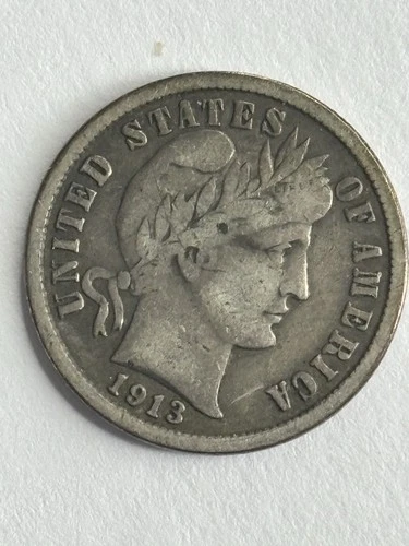 1913 S Barber Dime Rare Mintage 90% Silver High VF