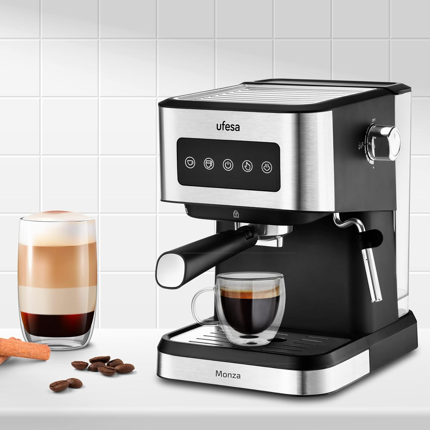 Monza Macchina Caffè Macinato E Cialde Monodose ESE, Pressione 20 BAR, Pannello foto 5