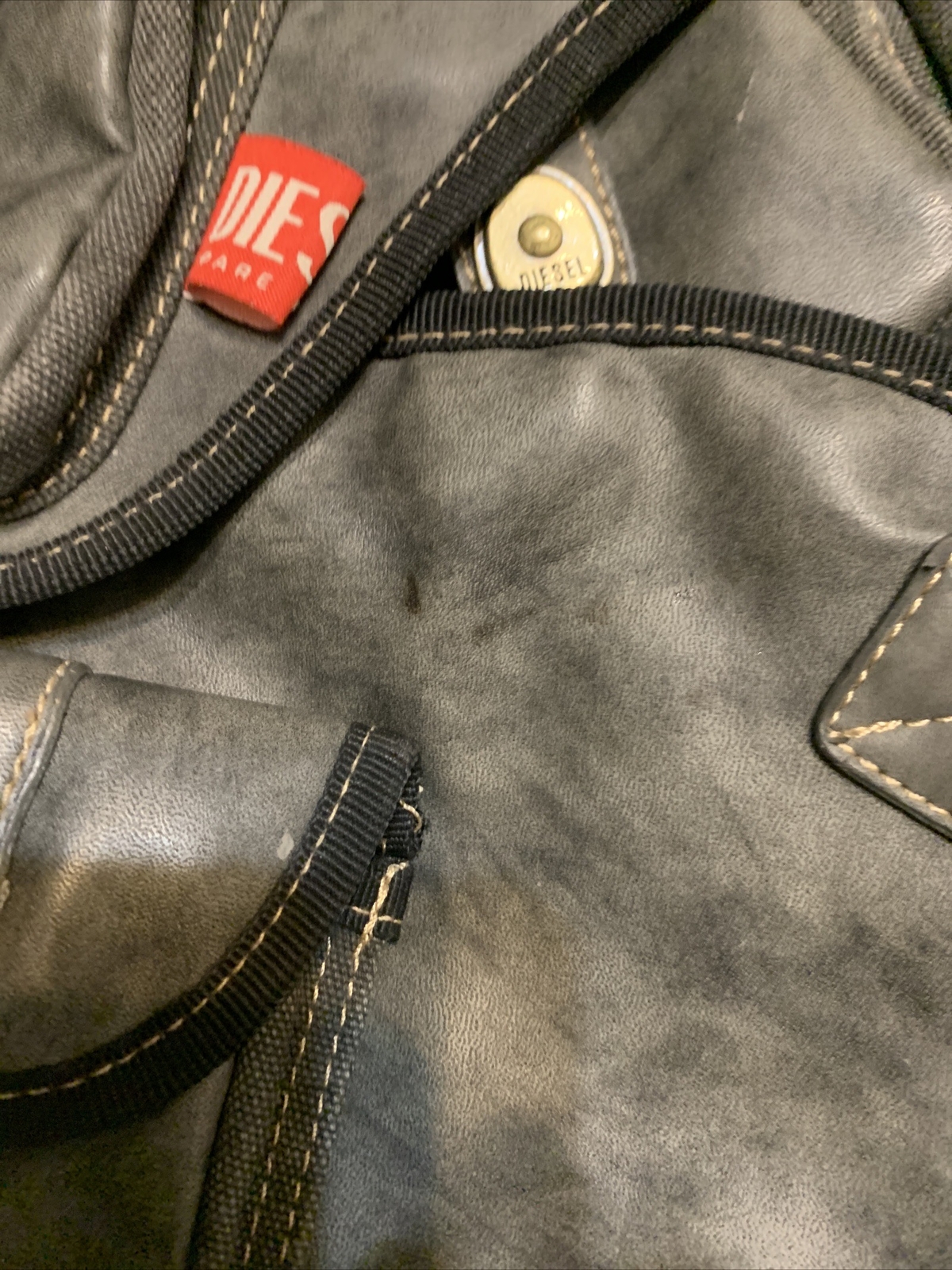 diesel Vintage Spare Parts backpack leather men Gray And Black