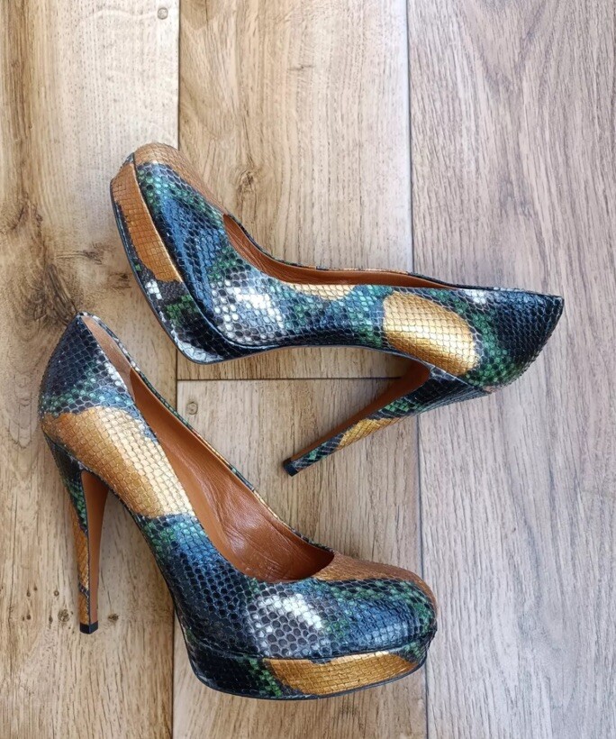 EUC, GUCCI  Multicolor PYTHON  Betty Platform Hee… - image 3