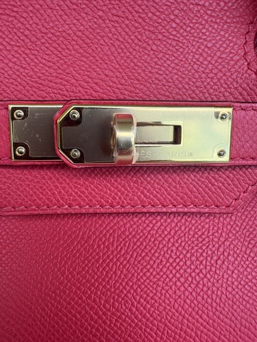 AUTH Hermes Birkin 30 Handbag Rouge Piment Epsom Gold Hardware stamp T - Picture 19 of 21