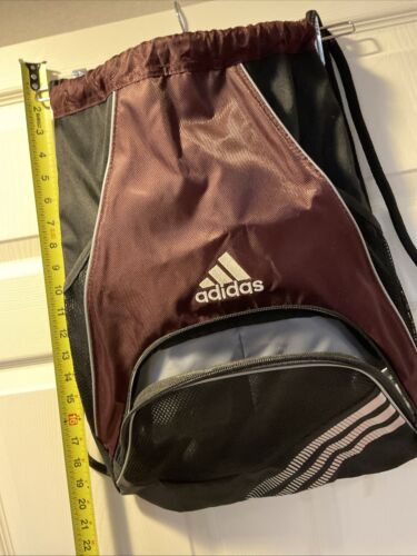 Large (19x14) Adidas Gym Bag, Adidas Book bag, gym sack, Backpack Maroon-Black - Picture 7 of 13