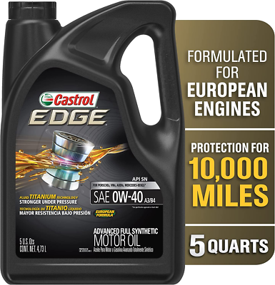Castrol EDGE 0W-40　A3/B4　8L Castrol EDGE Euro 0W-40 A3/B4 Advanced Full Synthetic Motor Oil, 5