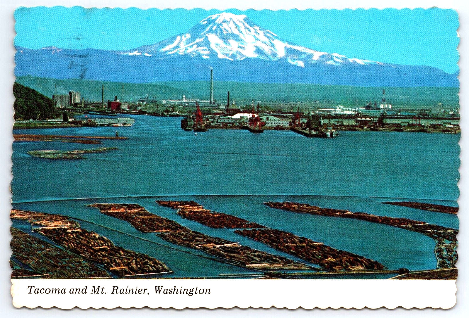 VINTAGE OLD ANTIQUE POSTCARD PICTURE MT. RAINIER BAY PORT TACOMA WASHINGTON USA