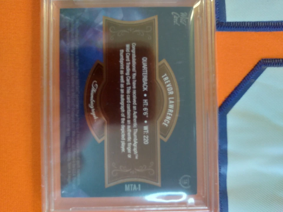 Trevor Lawrence 2021 Wild Card Matte Ice Blue 6/20 Graded Auto Rookie Thumbprint - Image 3 of 4