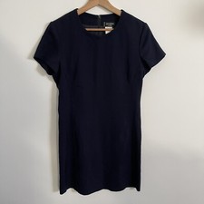 Women’s Joseph London Vintage 100% Wool Cap Sleeve Navy Shift Dress UK Size 6