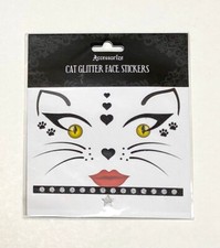 "CAT" FACE GLITTER STICKERS. SO CUTE Adhesive Stickers w/Glitter REMOVIBLE. NIP