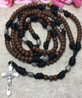 15 Decade Catholic Rosary, St. Benedict Crucifix Handmade