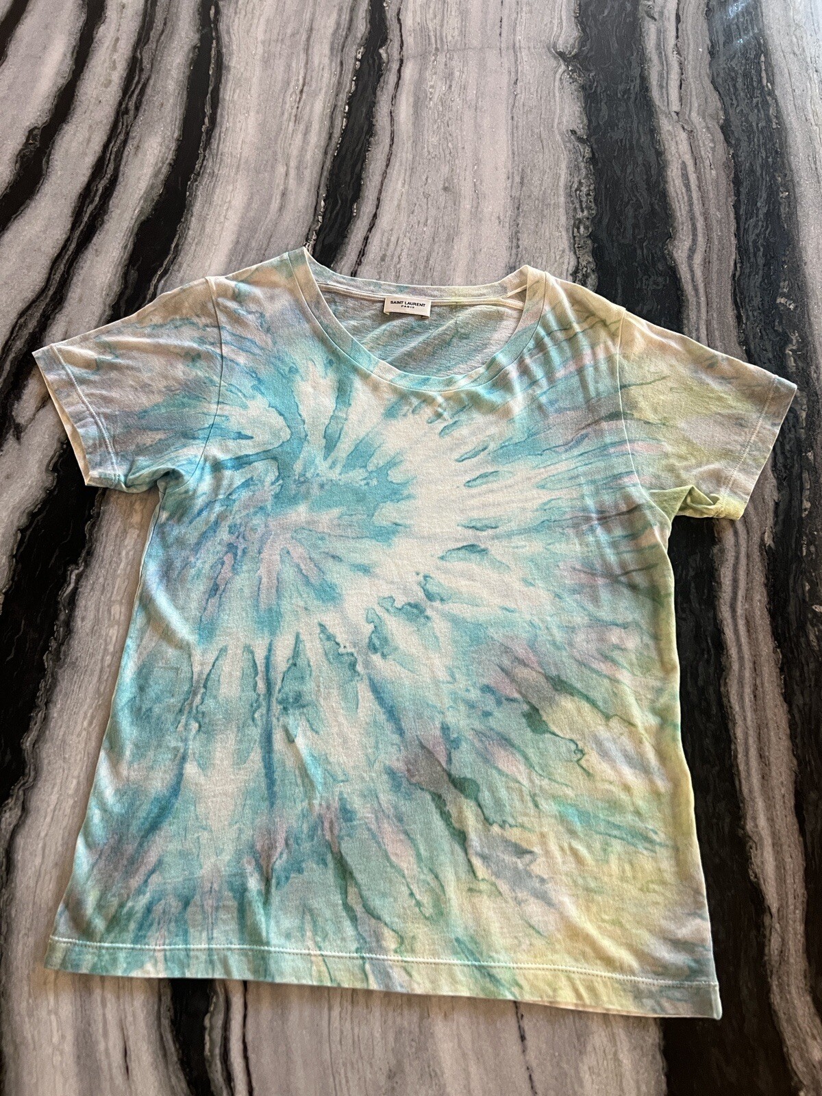 CAMICIA TOP CAMICETTA 100% AUTENTICA SAINT LAURENT PARIS TIE DYE XS S