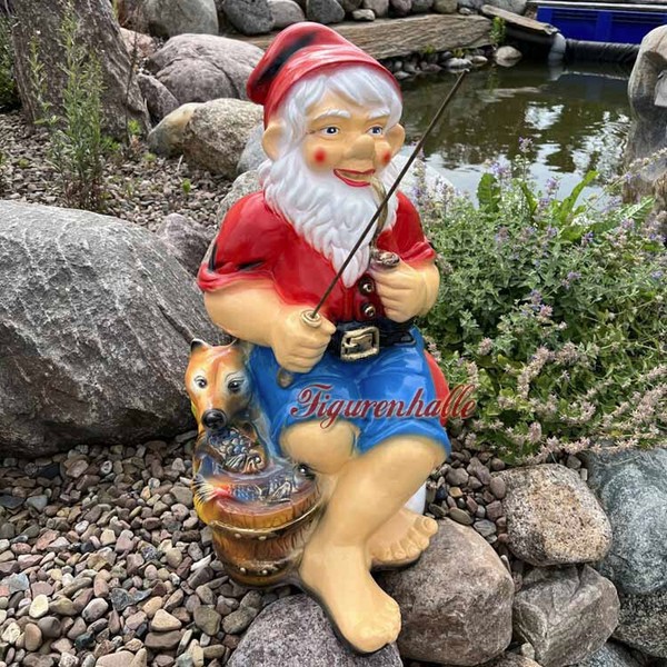 Gartenzwerg Gartenteich Figur Statue Gartenfigur Garten Zwerg Angelnd Fischend-image