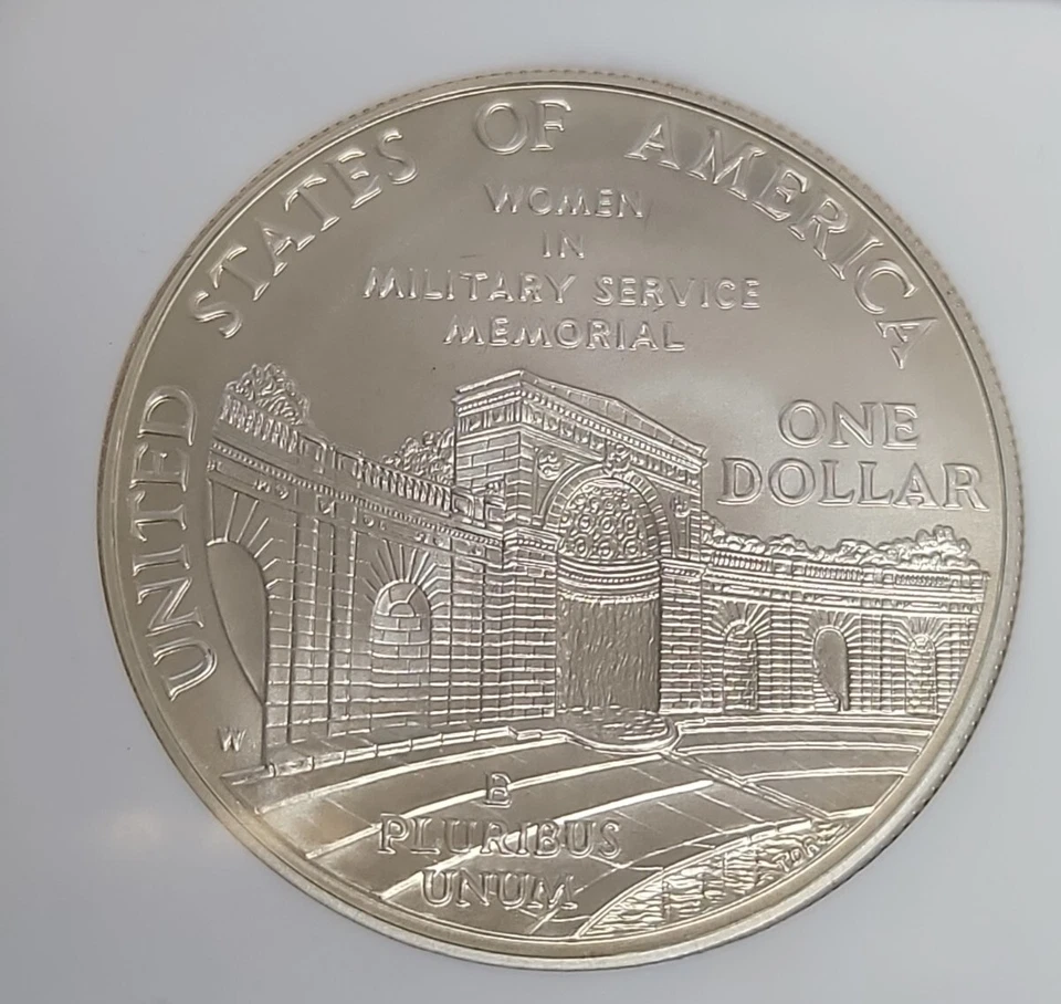1994 W Women in Military Service Memorial Comm. Unc. Silver Dollar - NGC MS70 - Image 4 of 4