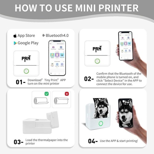 PRNT das Original Z-01, 57 mm Bluetooth tintenloser Sofortaufkleberdrucker (WEISS) - Bild 5 von 9