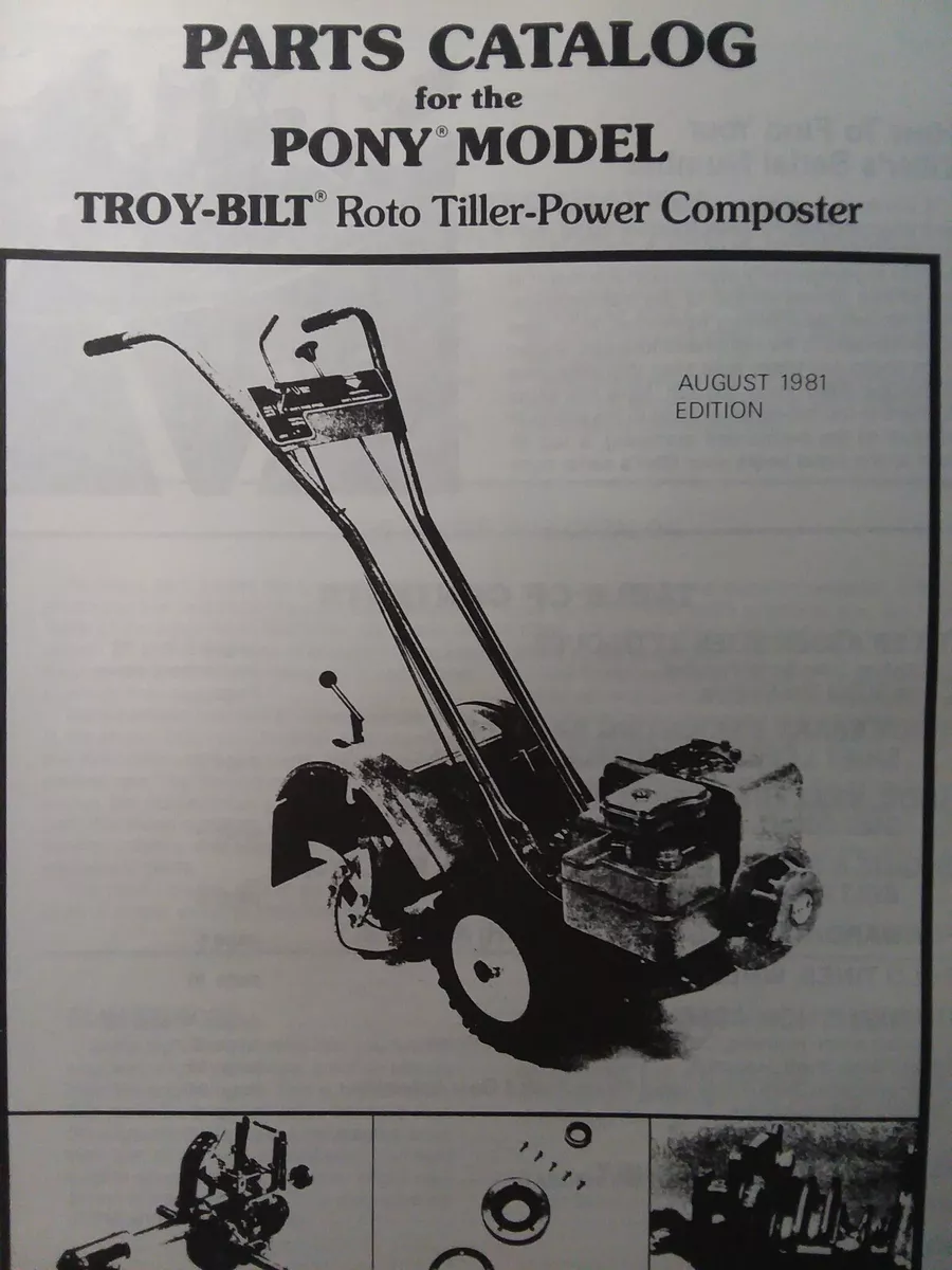 Troy Bilt Walk Pony II Roto Tiller Composter Parts Manual P888132
